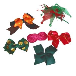 Lot of Bows  and Barrettes Multicolor 6 total